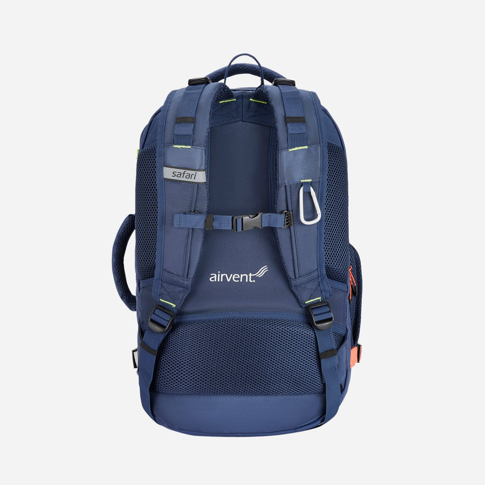 Safari Seek 45L Blue Backpack Suitcase with Two Way Handle, Chest Straps & Luggage Style Packing